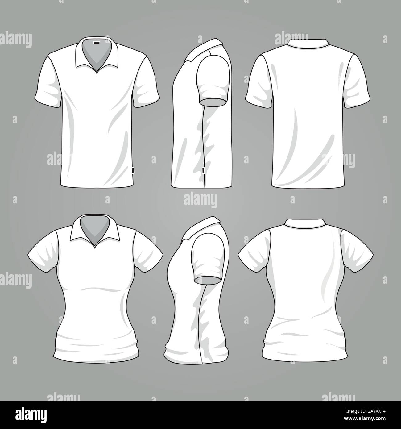 Blank white mens and womens t-shirt outline vector. Template of t In Blank T Shirt Outline Template
