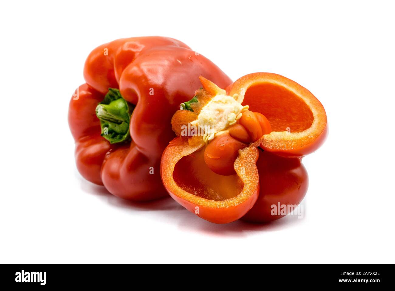 red bell pepper isolated on white background Stock Photo - Alamy