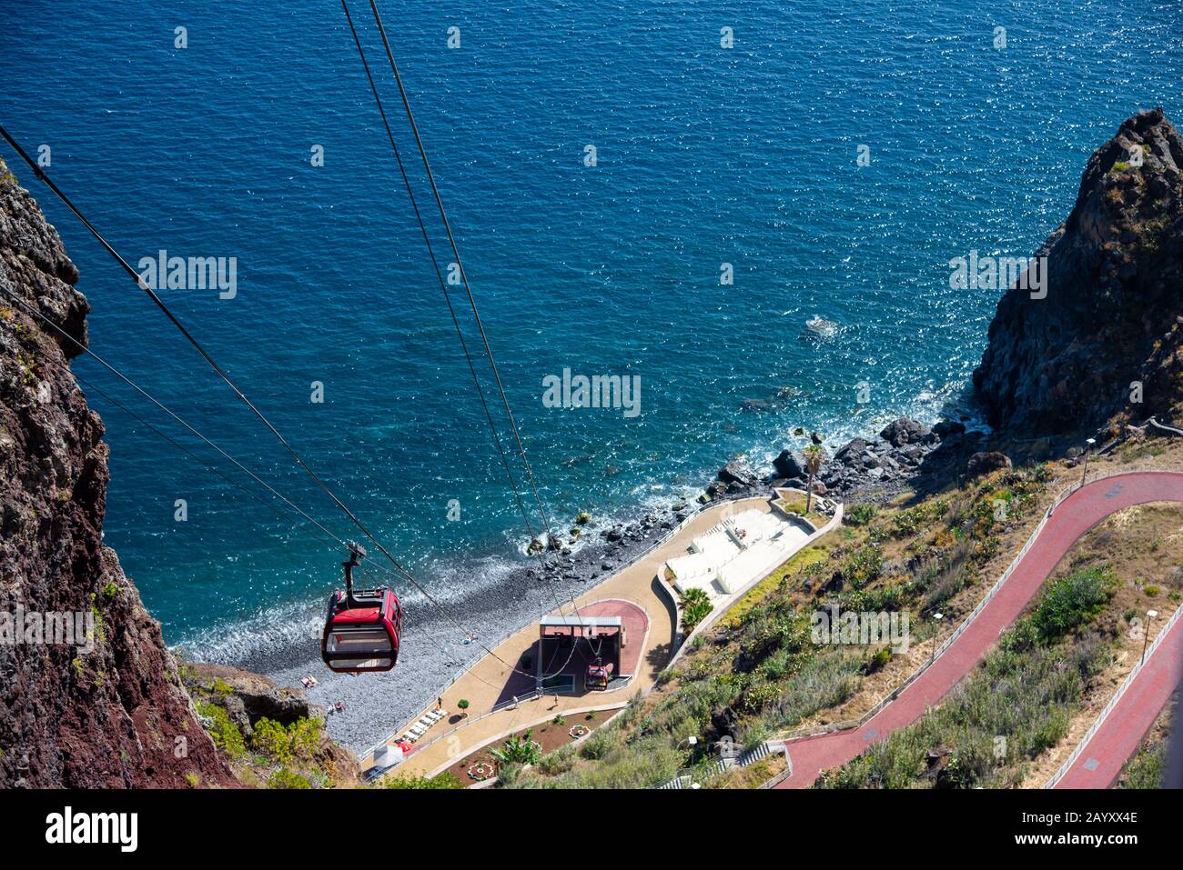 Madeira travel cable car Stock Photo