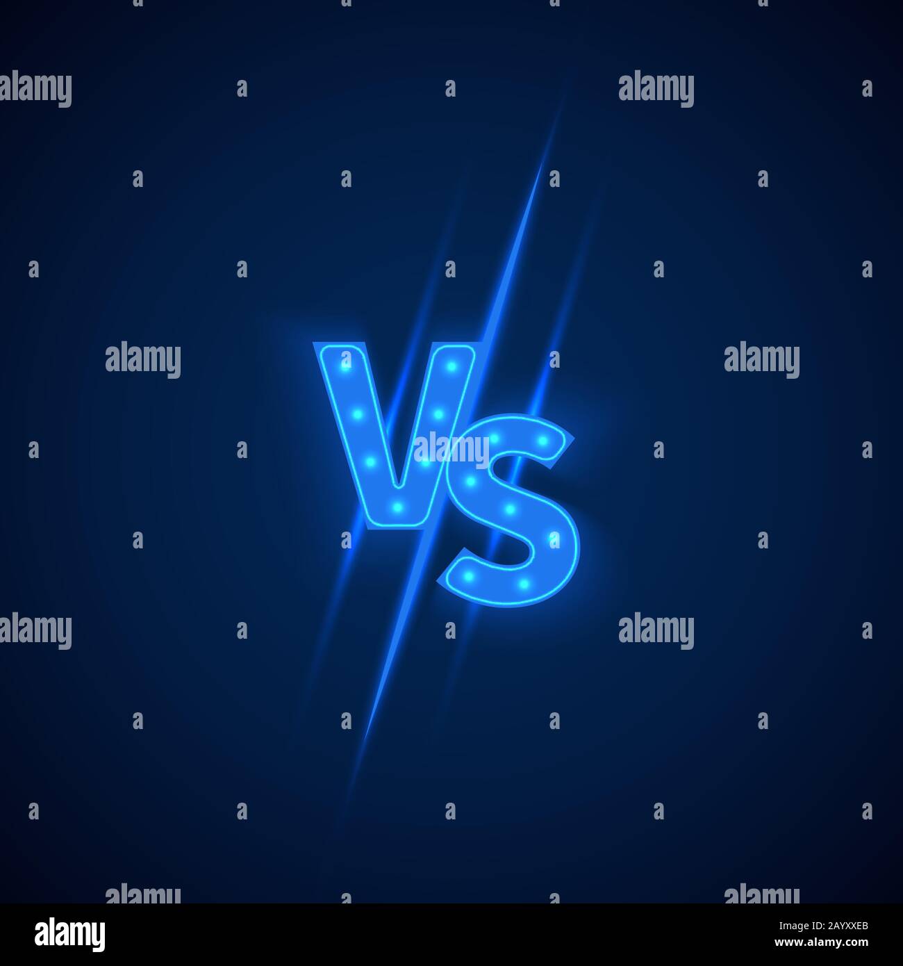 Icon neon versus logo vs letters for sports and fight competition. Battle  and match, game concept competitive. Vector illustration, Stock vector