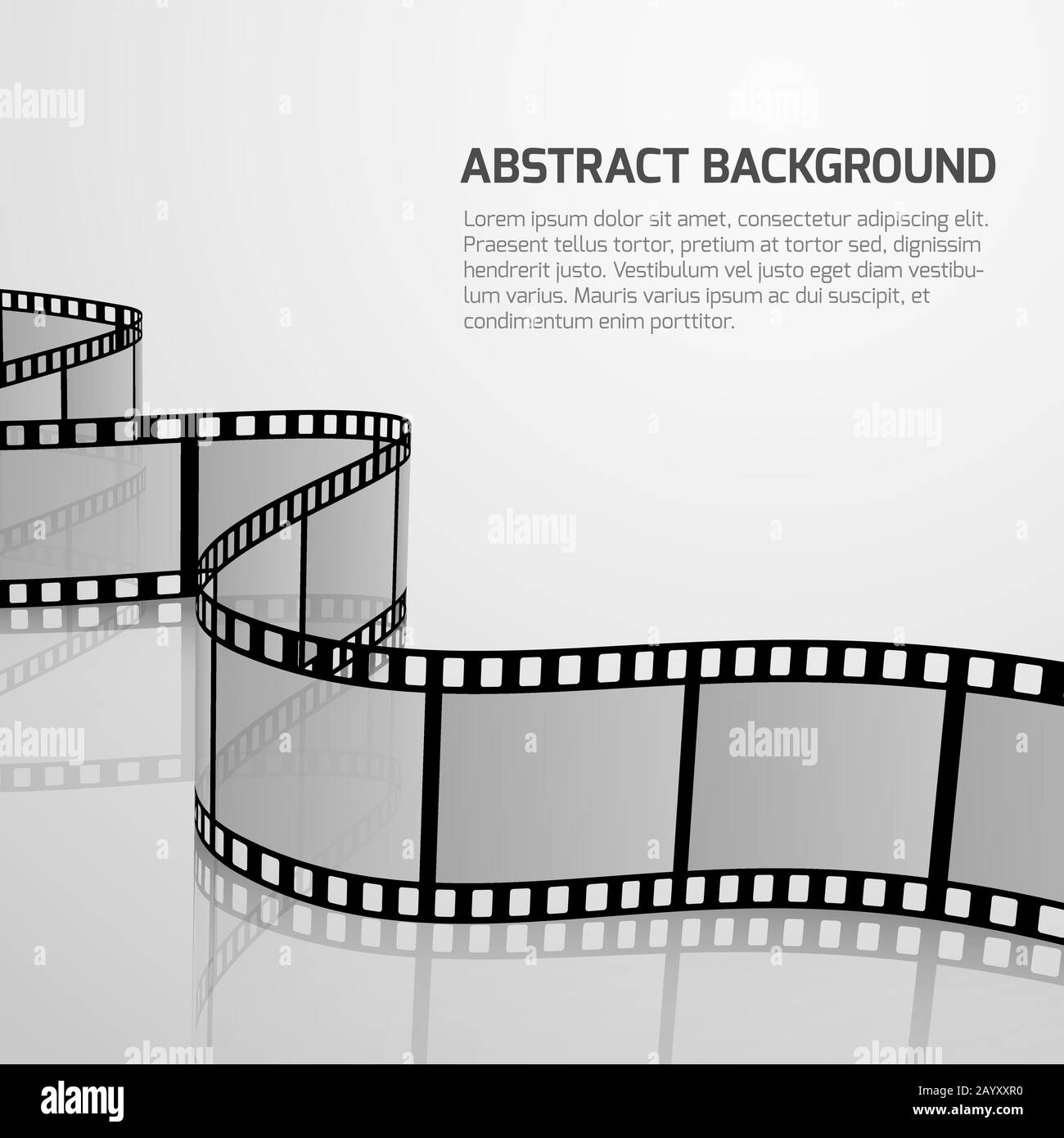 Vector cinema movie background with retro film strip roll. Negative film strip for cinema, illustration of concept banner fo cinematography and cinema Stock Vector