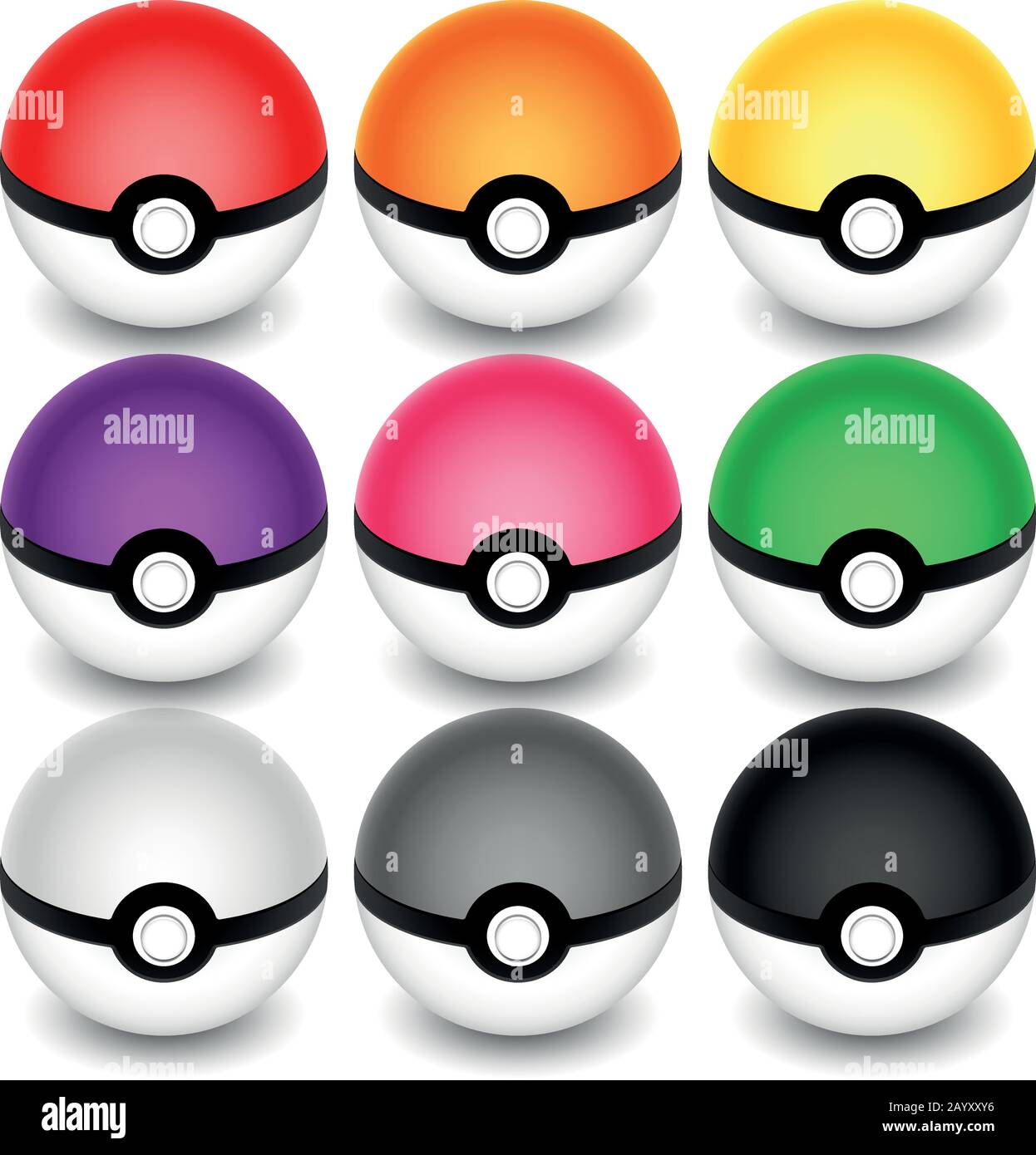 Vector color pokeball objects for play in team Stock Vector by ©vyshnevskyy  116653256
