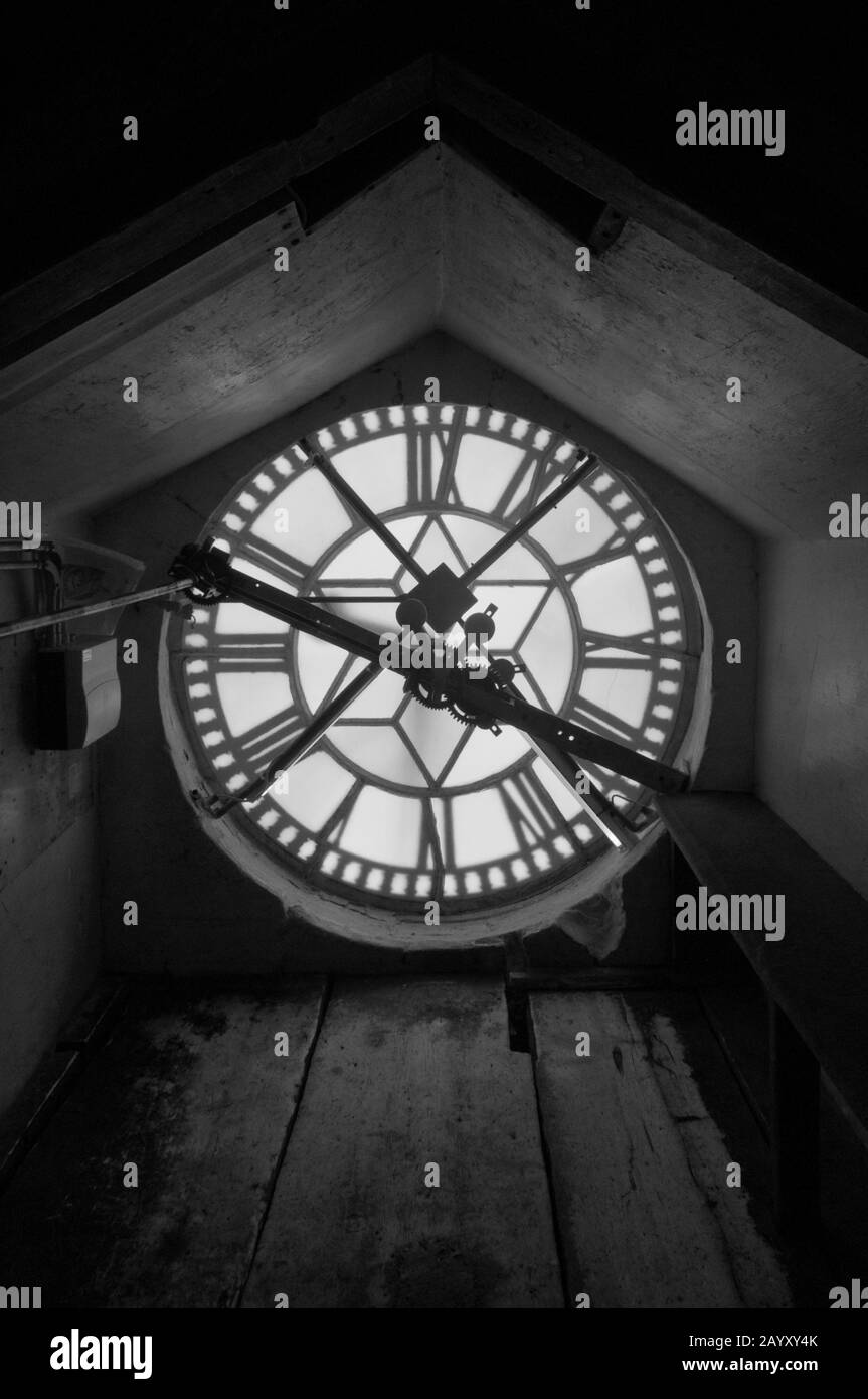 infrared picture inside the clock tower of Bath Abbey, Bath, Somerset