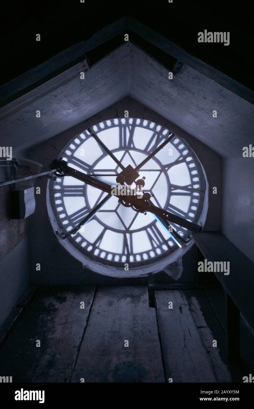 infrared picture inside the clock tower of Bath Abbey, Bath, Somerset