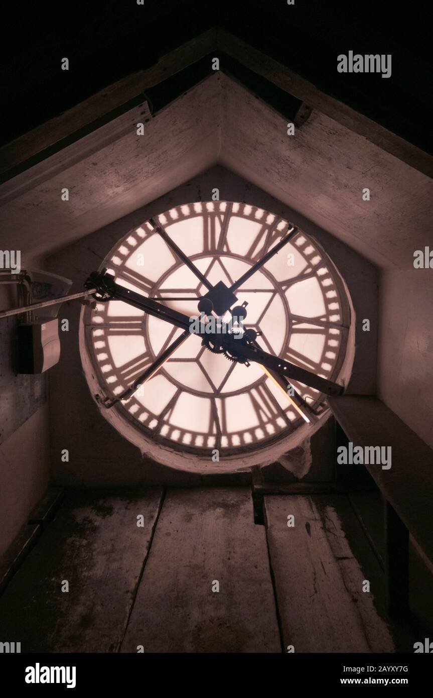 infrared picture inside the clock tower of Bath Abbey, Bath, Somerset