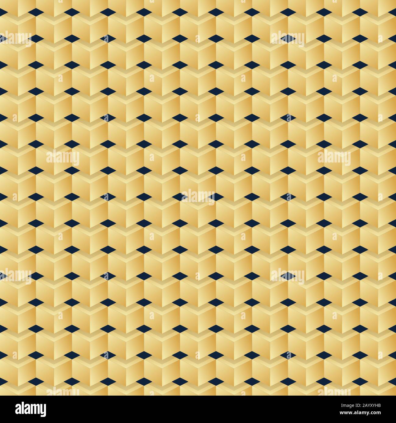 Vector seamless Pattern of golden cubes. Gold color luxury cubic ...