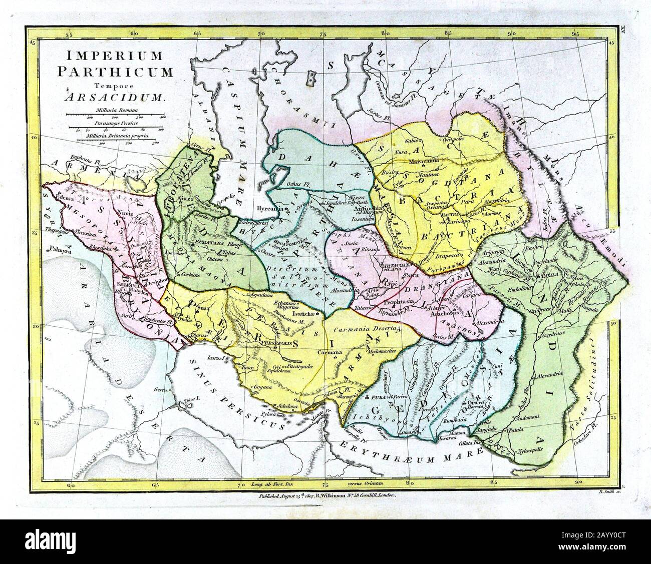 1808 Wilkinson Map Ancient Imperium Parthicum Tempore Arsacidum Parthia Persia Middle East Iran Iraq Stock Photo