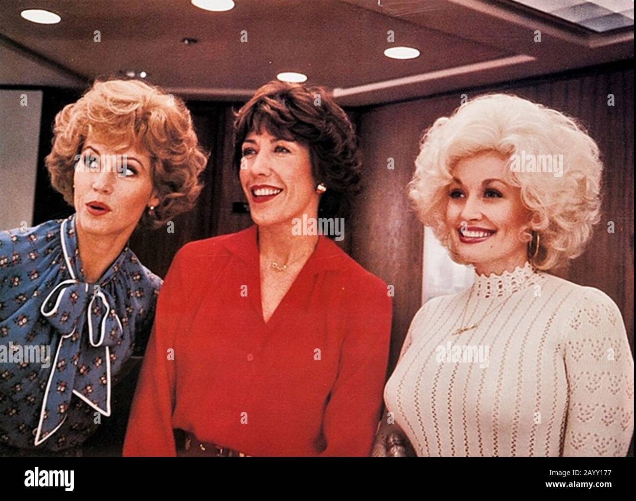 9 to 5 - 1980 20th Century Fox film with from left: Jane Fonda, Lily Tomlin, Dolly Parton. Stock Photo