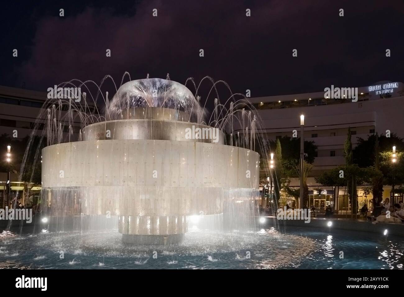Dizengoff Square Fountain in the recently renovated public plaza Stock Photo