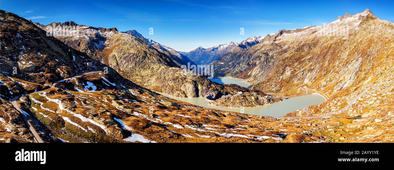 Grimsel lake on the Grimsel Pass in Switzerland, canton Valais, Switzerland, Europe. Stock Photo