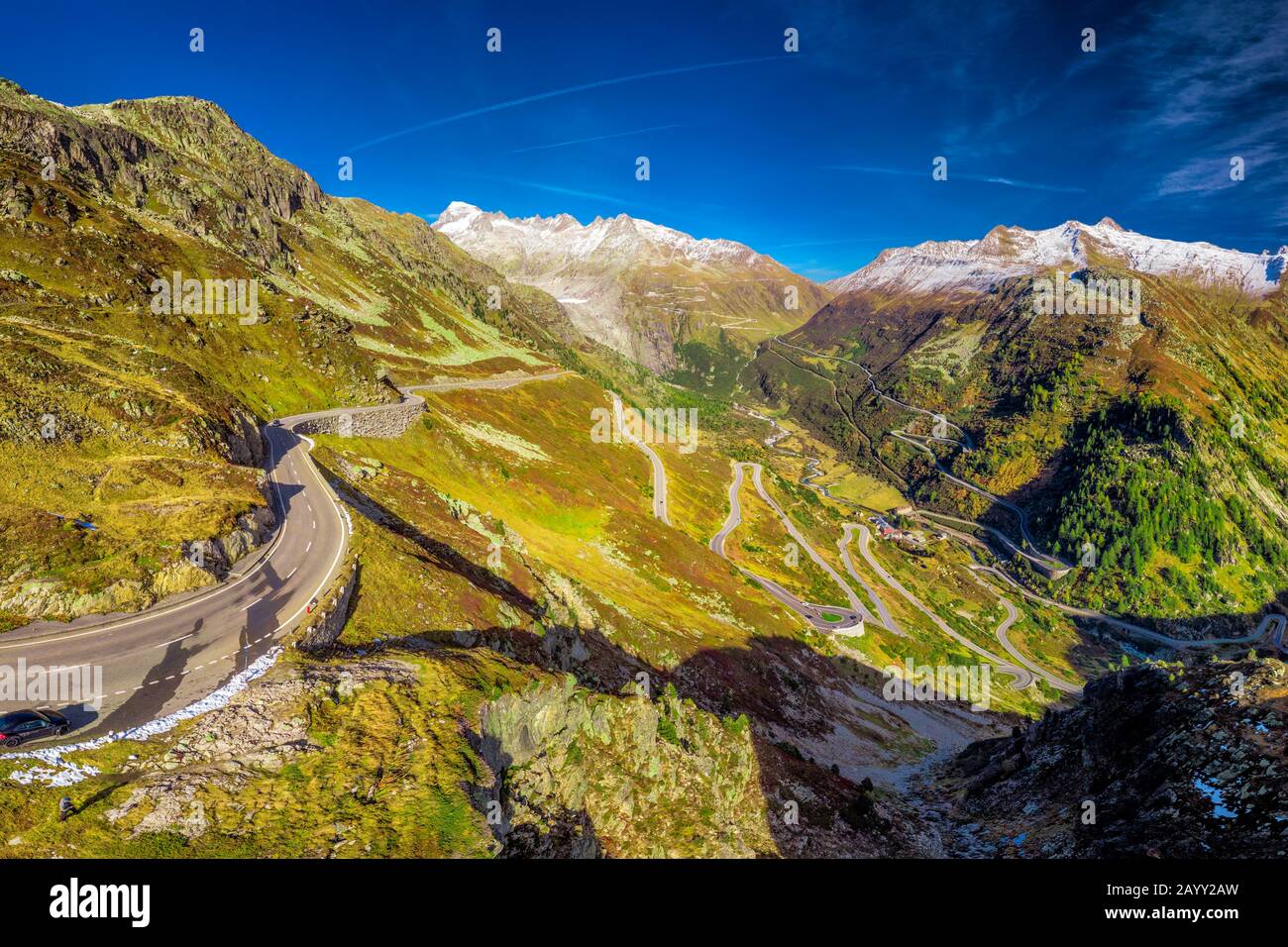 Grimsel and Furka Pass in Switzerland, canton Valais, Switzerland, Europe. Stock Photo