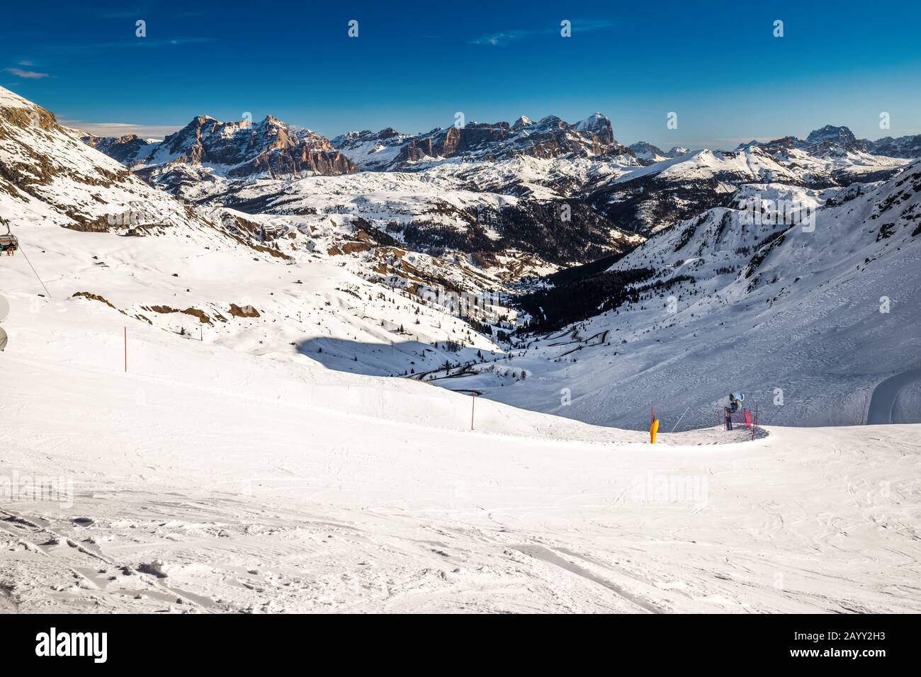 Dolomity superski mountain resort with Arabba, Italy Stock Photo