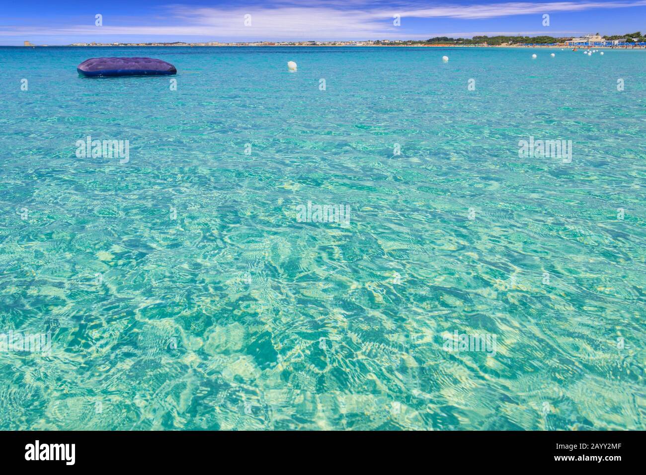 The most beautiful sandy beaches of Apulia: Porto Cesareo marine in Salento coast, Italy. Stock Photo