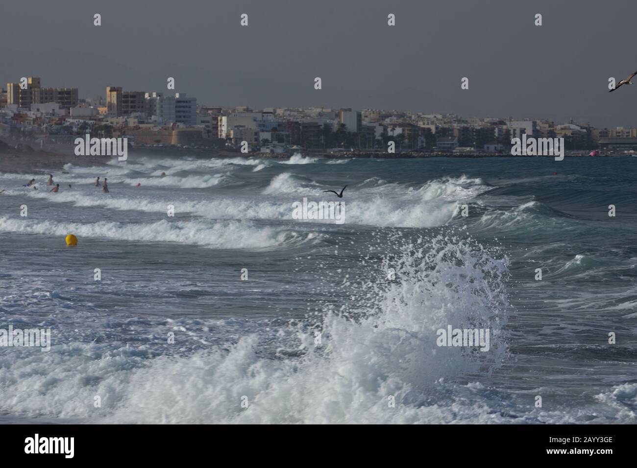 Mediterranean sea raging on the Spanish coast Stock Photo