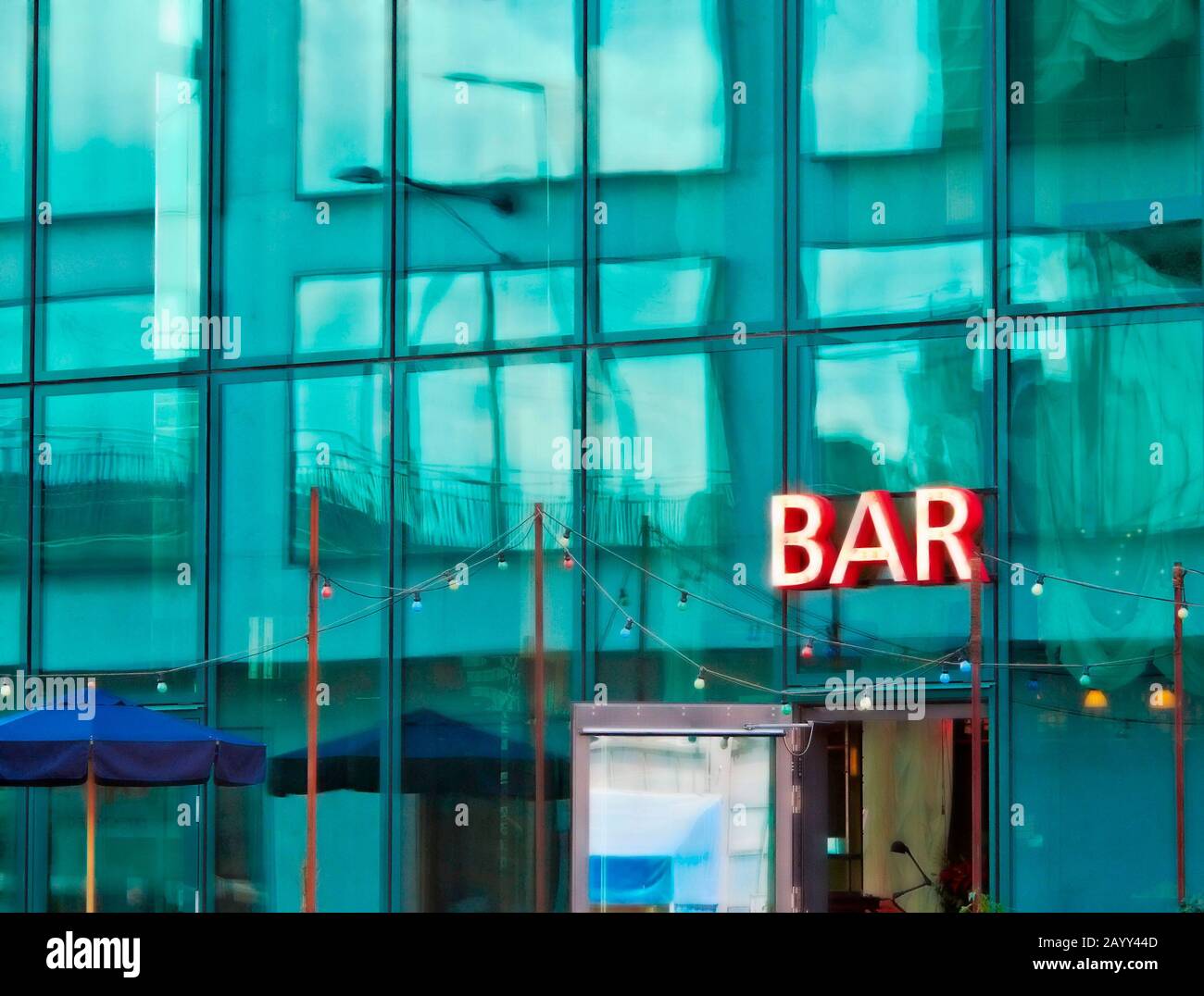 Front of a bar near the Prime Tower in Zurich, Switzerland Stock Photo