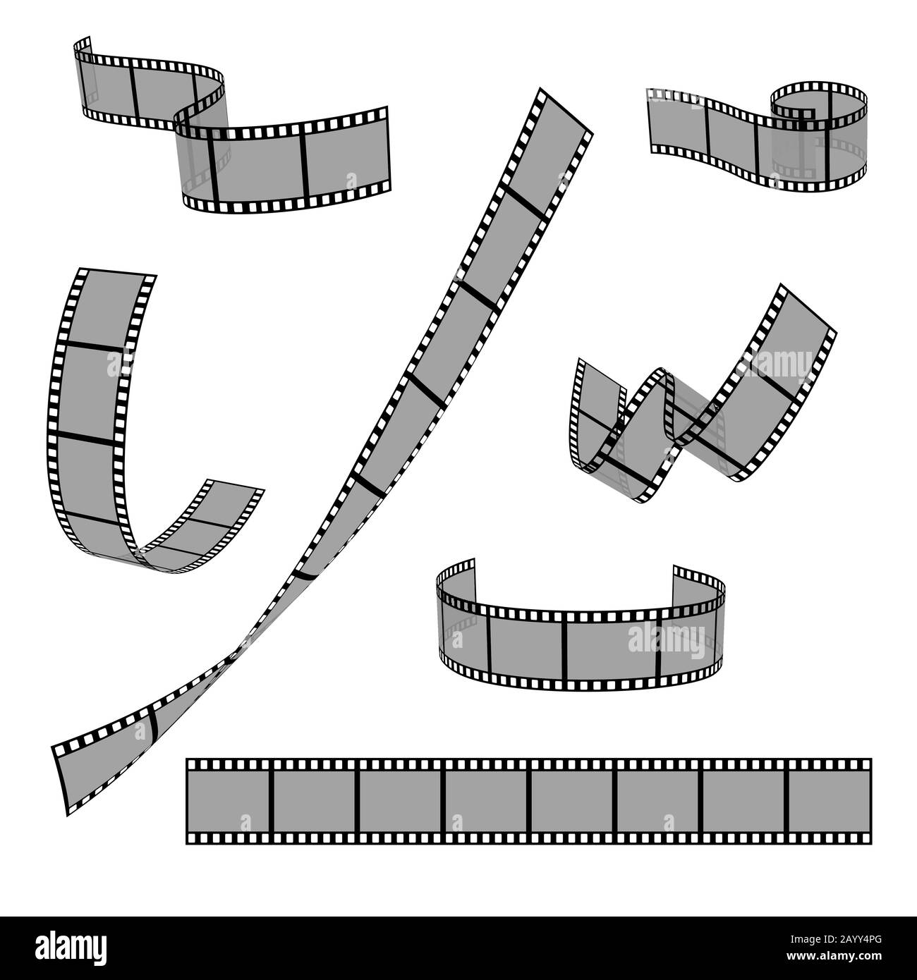 Cinema film strip roll 35mm blank slide frame vector set. Frame picture photography and cinema film strip frame illustration Stock Vector