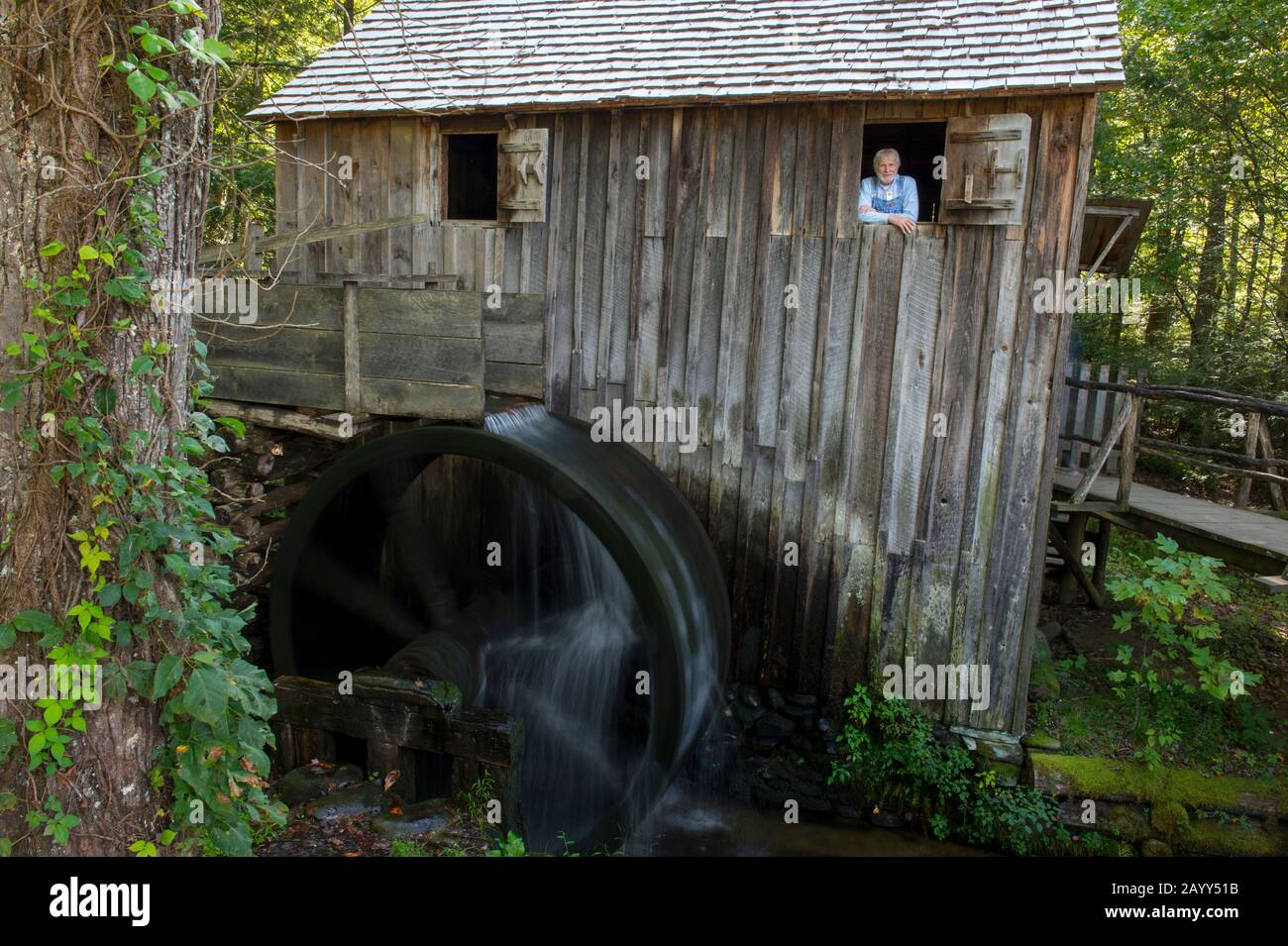 The John P. Cable Grist Mill in Cades Cove, Great Smoky Mountains National Park in Tennessee, USA, was built in the early 1870s. Stock Photo