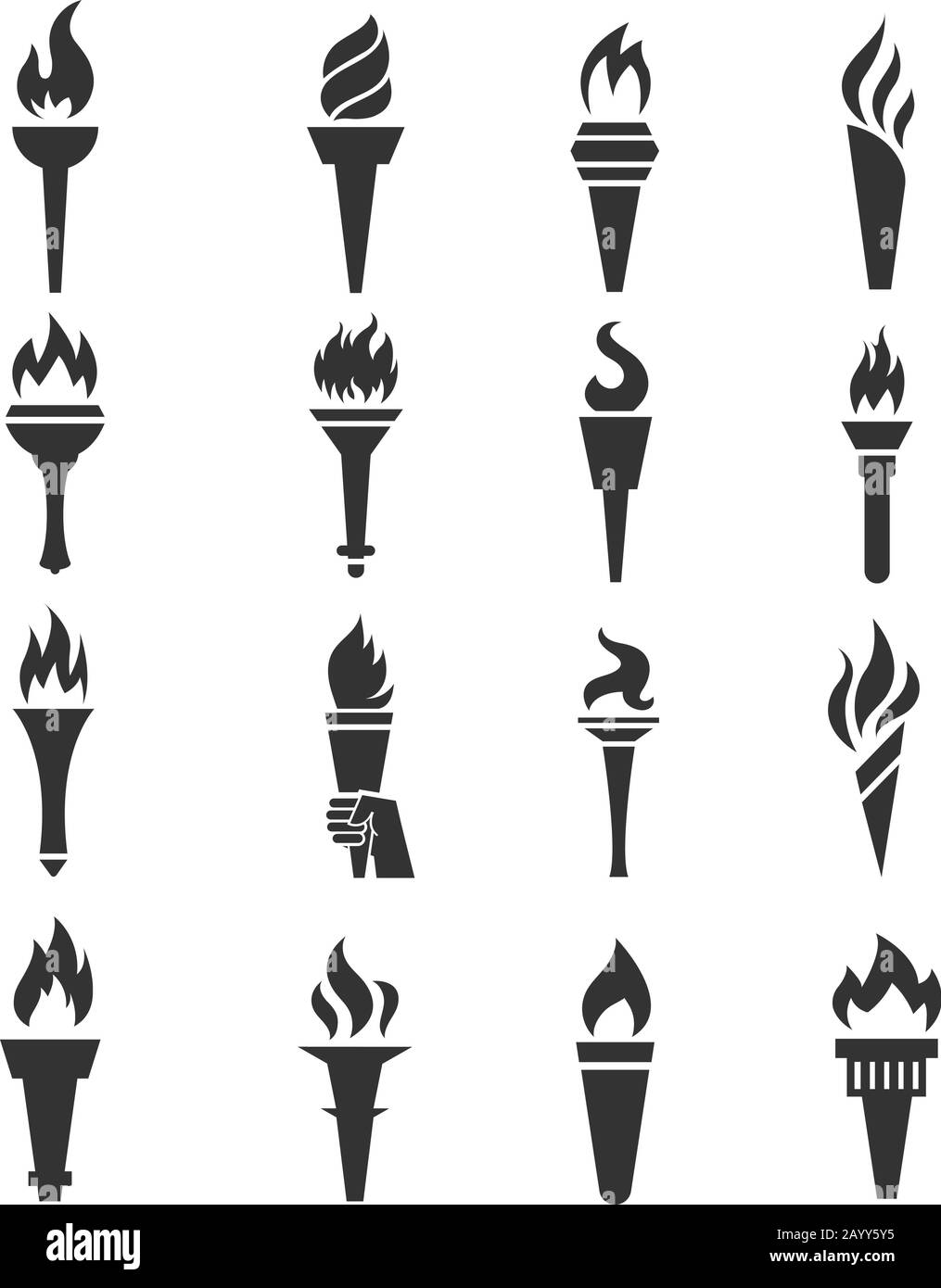 Torch vector icons set. Freedom symbols Stock Vector