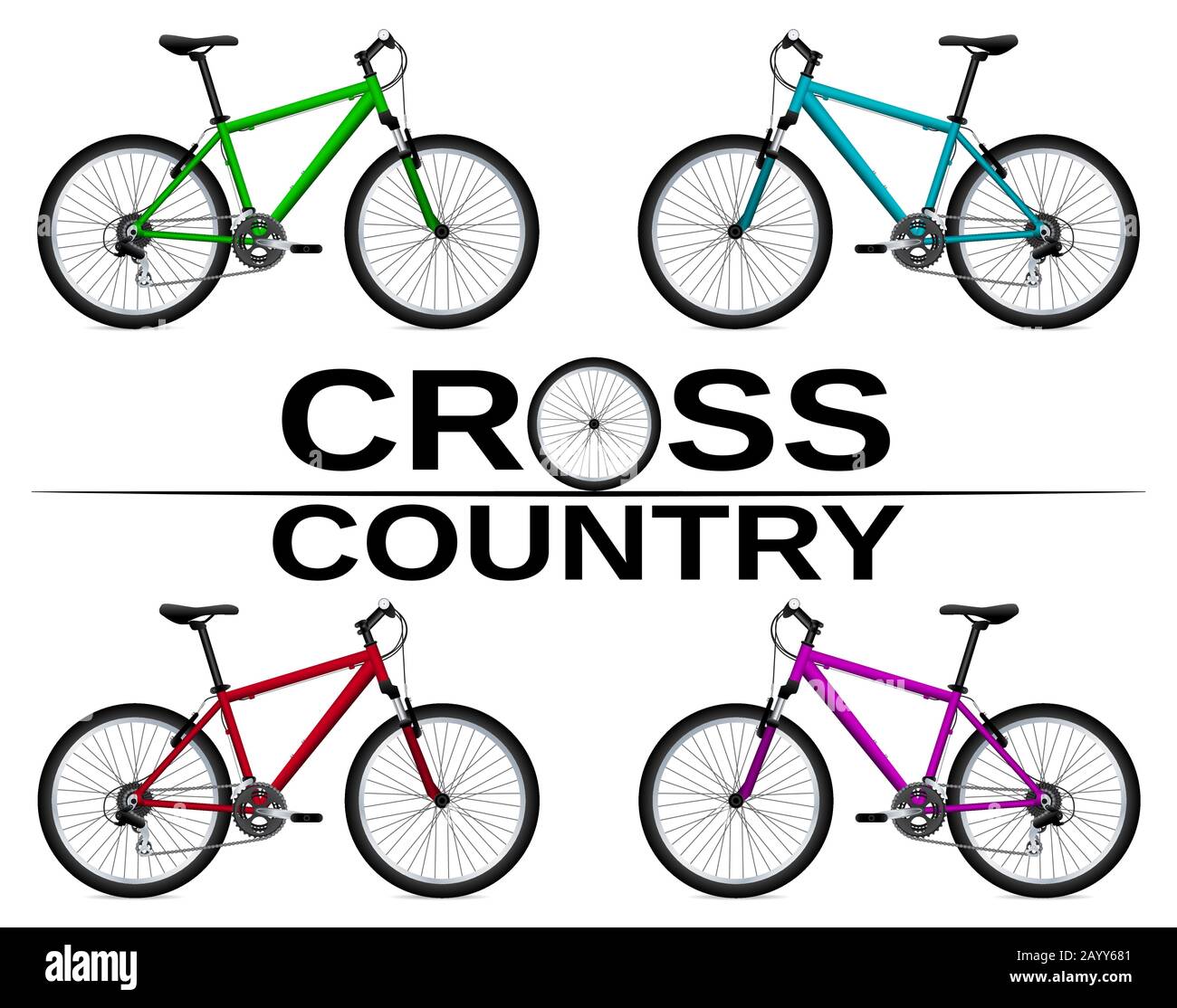 Cross country bikes in different colors Stock Vector Image Art