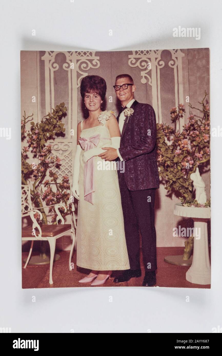 Teenage Couple Going to a 1966 High School Prom, FL, USA Stock Photo