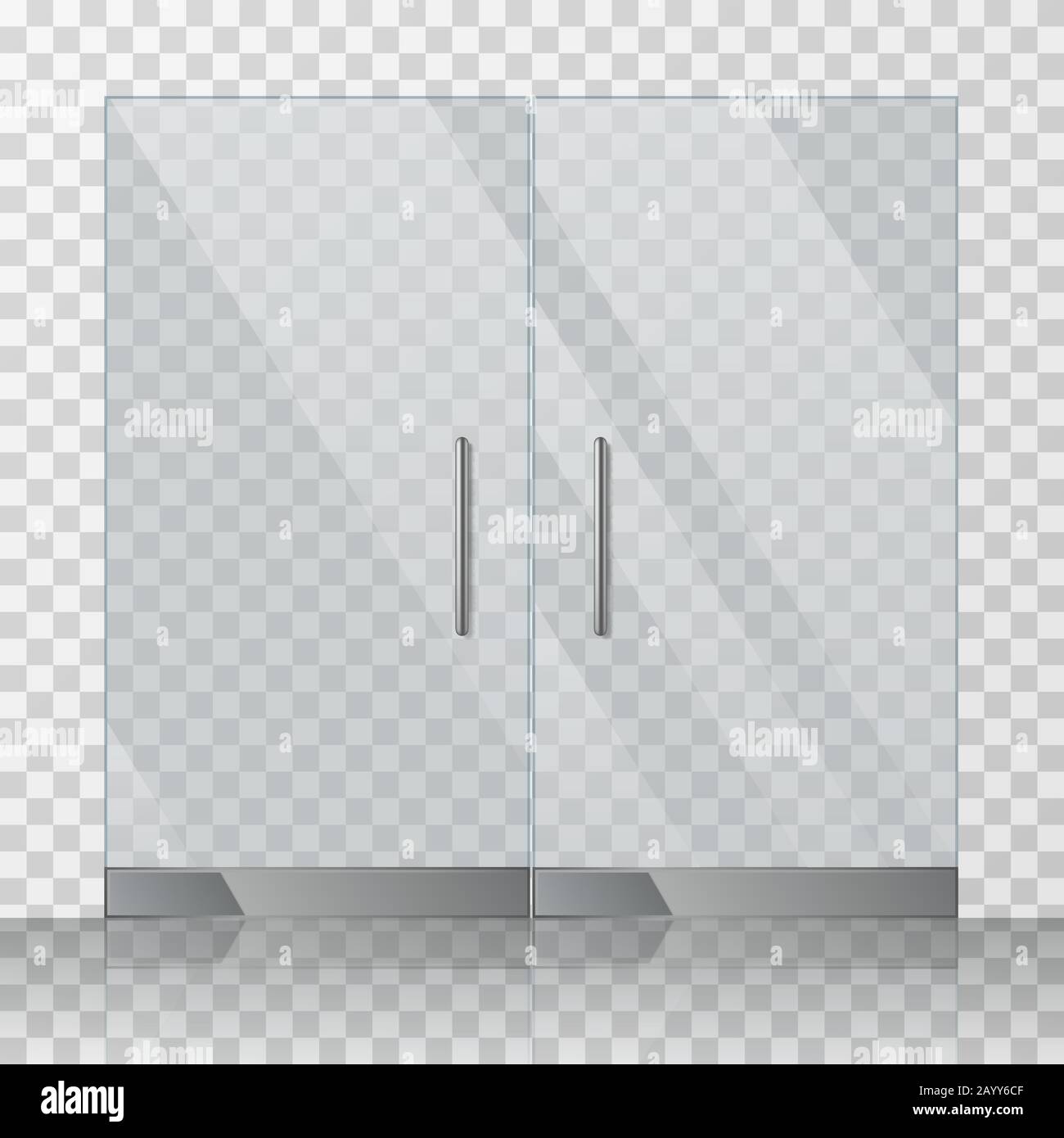 Mall, store glass doors for market and fashion boutique, vector illustration Stock Vector