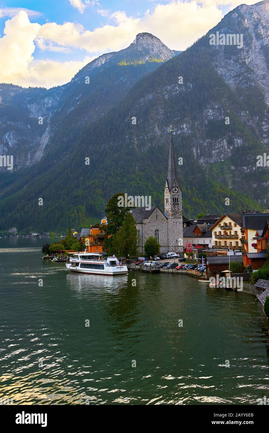 Lake view in Hallstatt town Stock Photo