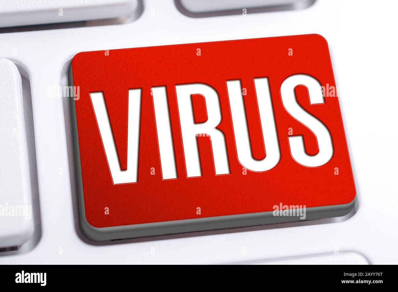 The Word Virus On A Red Keyboard Button Stock Photo