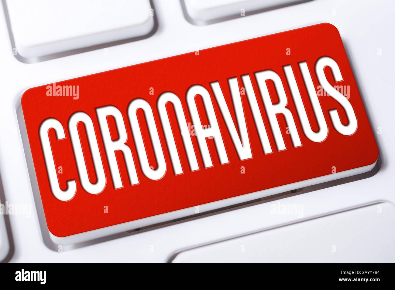 The Word Coronavirus On A Red Keyboard Button Stock Photo
