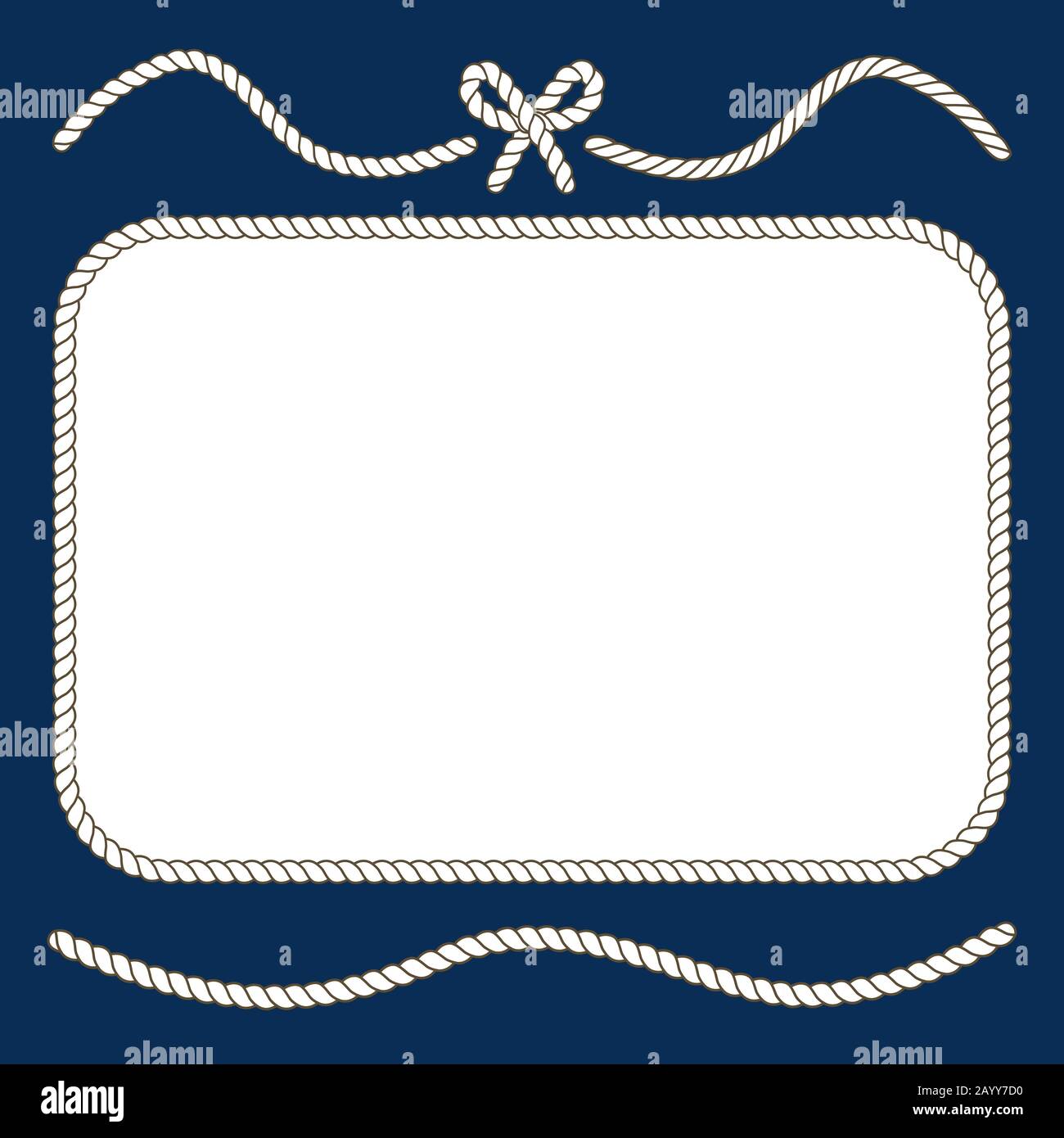 Nautical ropes and bow frame. Twisted cord design, vector illustration Stock Vector