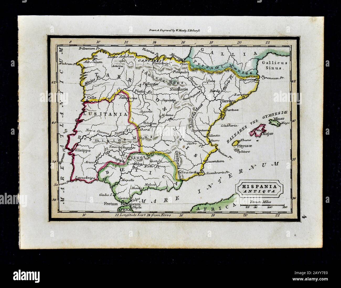 1832 Murphy Map Hispania Antiqua Ancient Spain Portugal Stock Photo