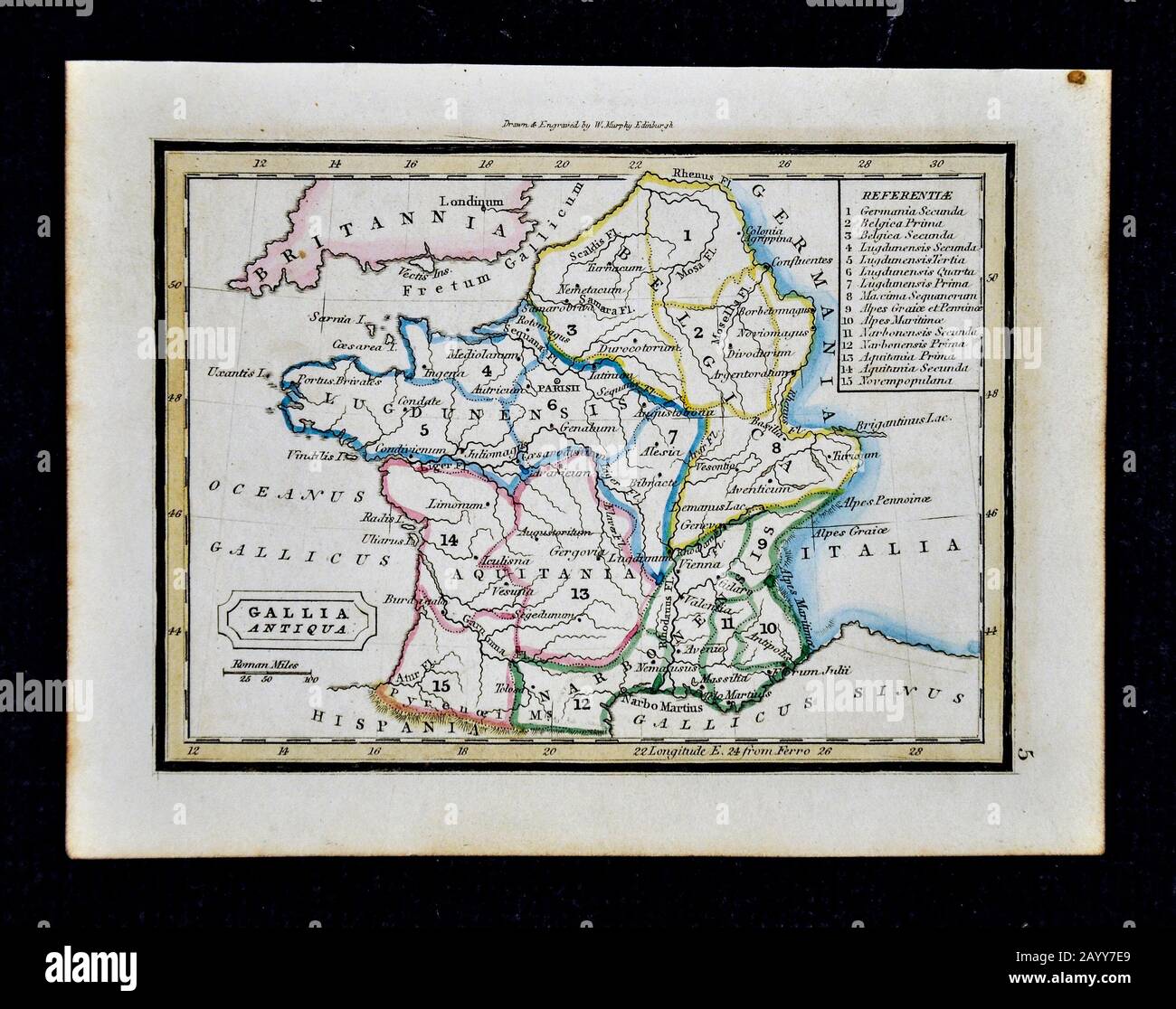1832 Murphy Map Ancient France Belgium Gallia Antiqua Gaul Parisii Paris Stock Photo