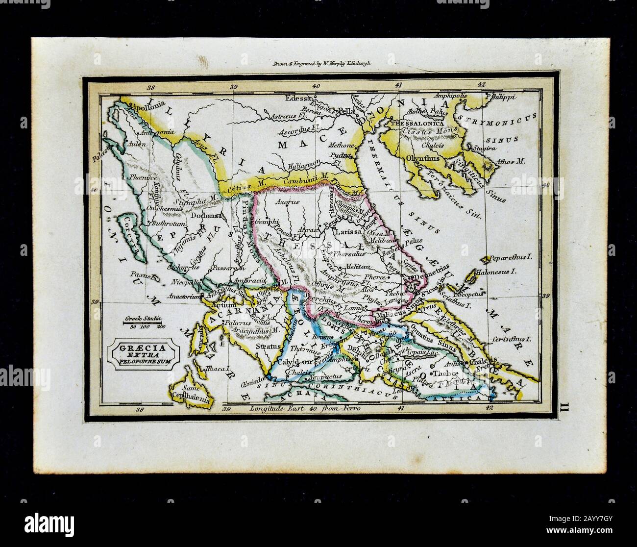 1832 Murphy Map Greacia Extra Peloponnesum Ancient Greece Delphi Thessaly Macedonia Stock Photo