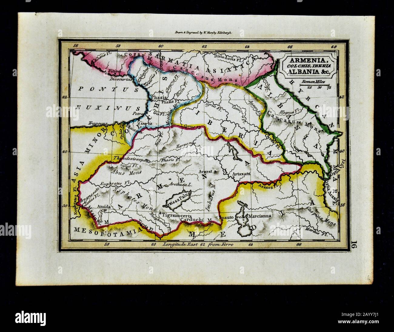 1832 Murphy Map Ancient Armenia Colchis Iberia Albania Turkey Syria Stock Photo