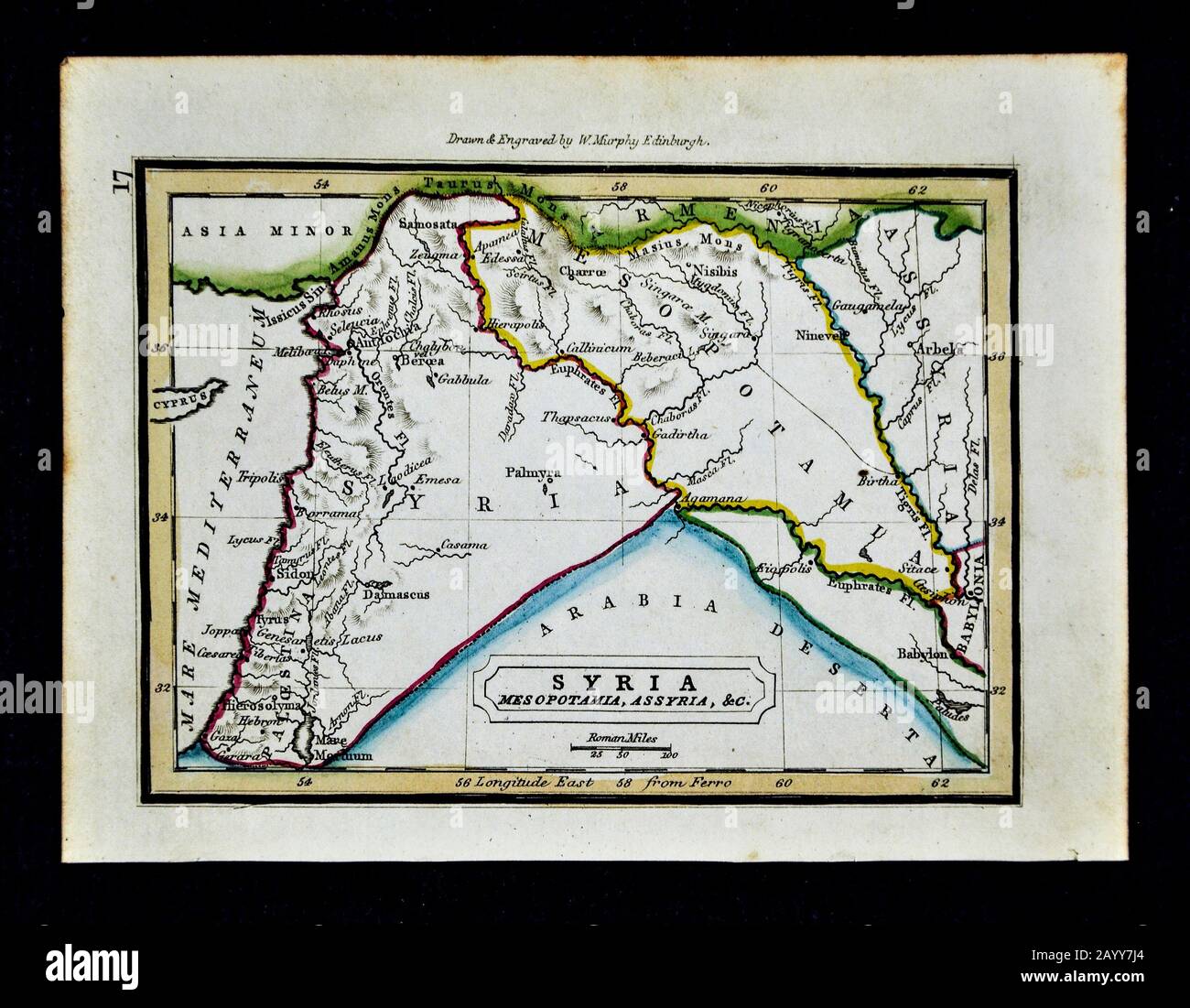1832 Murphy Map Ancient Syria Mesopotamia Assyria Babylon Iran Iraq Stock Photo