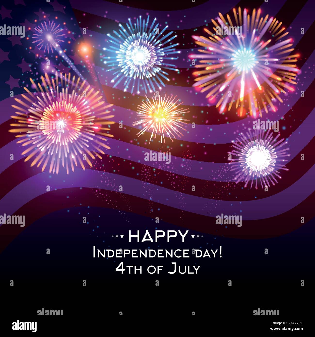 USA independence day vector poster with fireworks. Independence