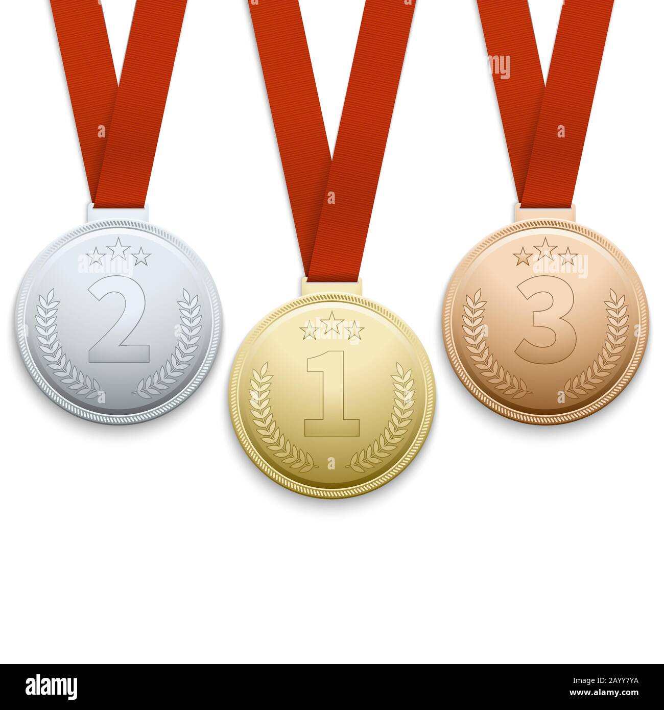 Gold silver and bronze medals vector. Set of medals for winners ...