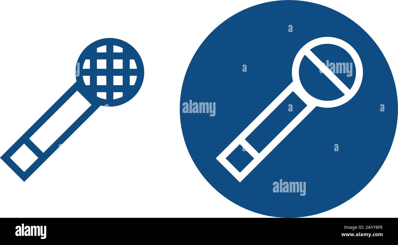Simple wireless microphone. Option in a circle and without it. Vector blue icons. Stock Vector