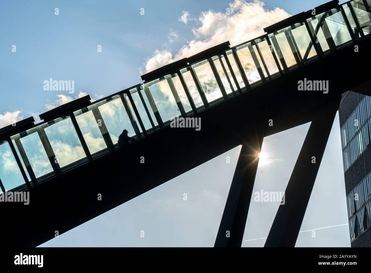 World Heritage Zollverein Colliery, escalator to the Ruhr Museum in the former coal washing plant, Essen, Stock Photo