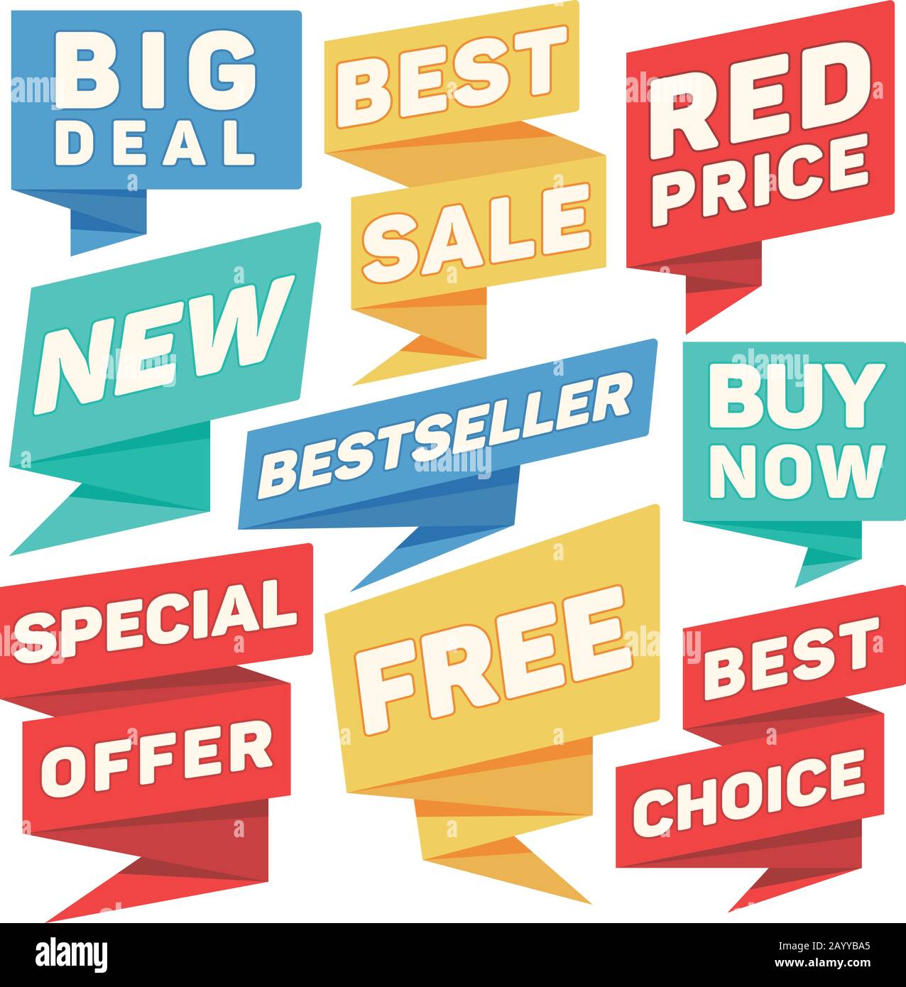 Flat speech bubbles, paper origami vector design. Set of paper badge, illustration of template origami paper labels Stock Vector