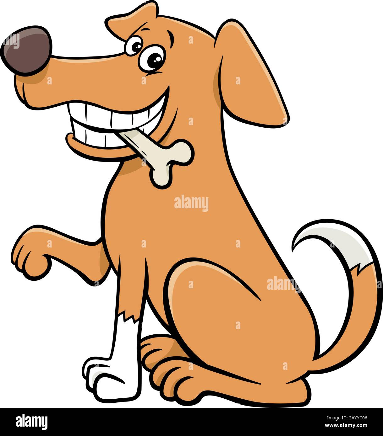 Cartoon Illustration of Funny Sitting Dog Comic Animal Character with ...