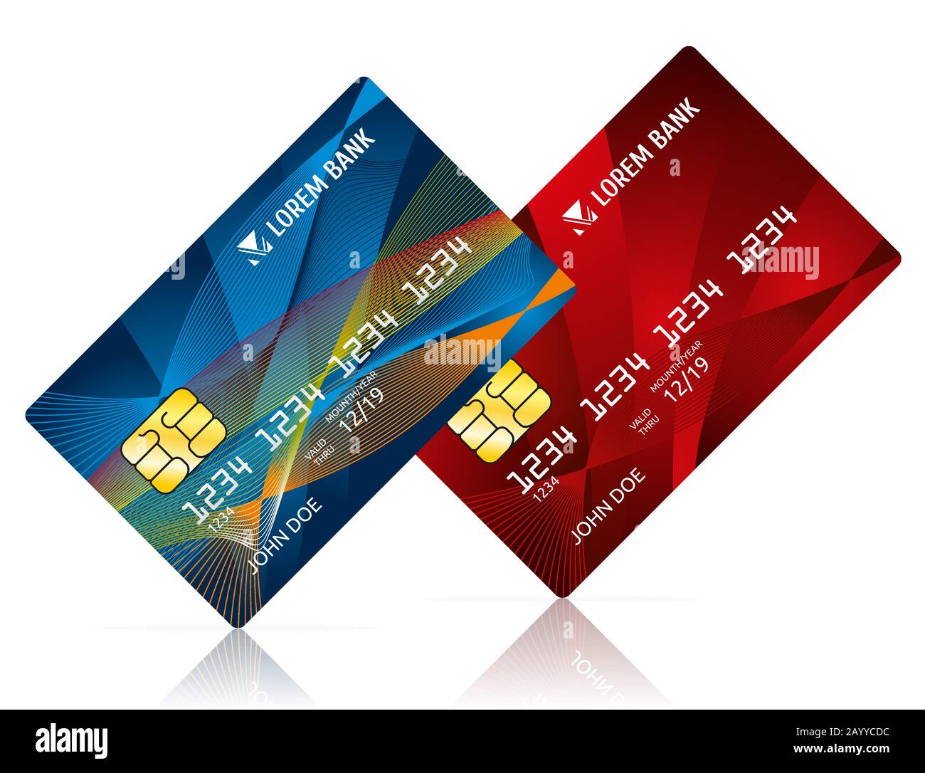Credit card isolated on white vector illustration. Debit card for business, card model for payment Stock Vector