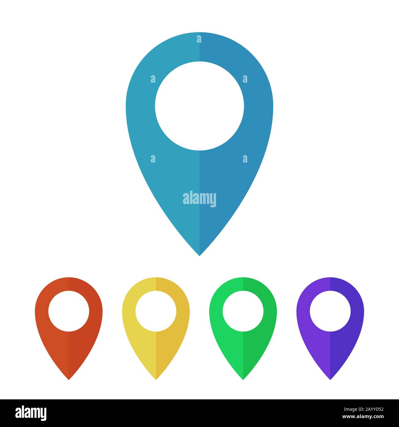 Map pins, pointers flat icons. Sign for location map, web button or marker for navigation gps, vector illustration Stock Vector
