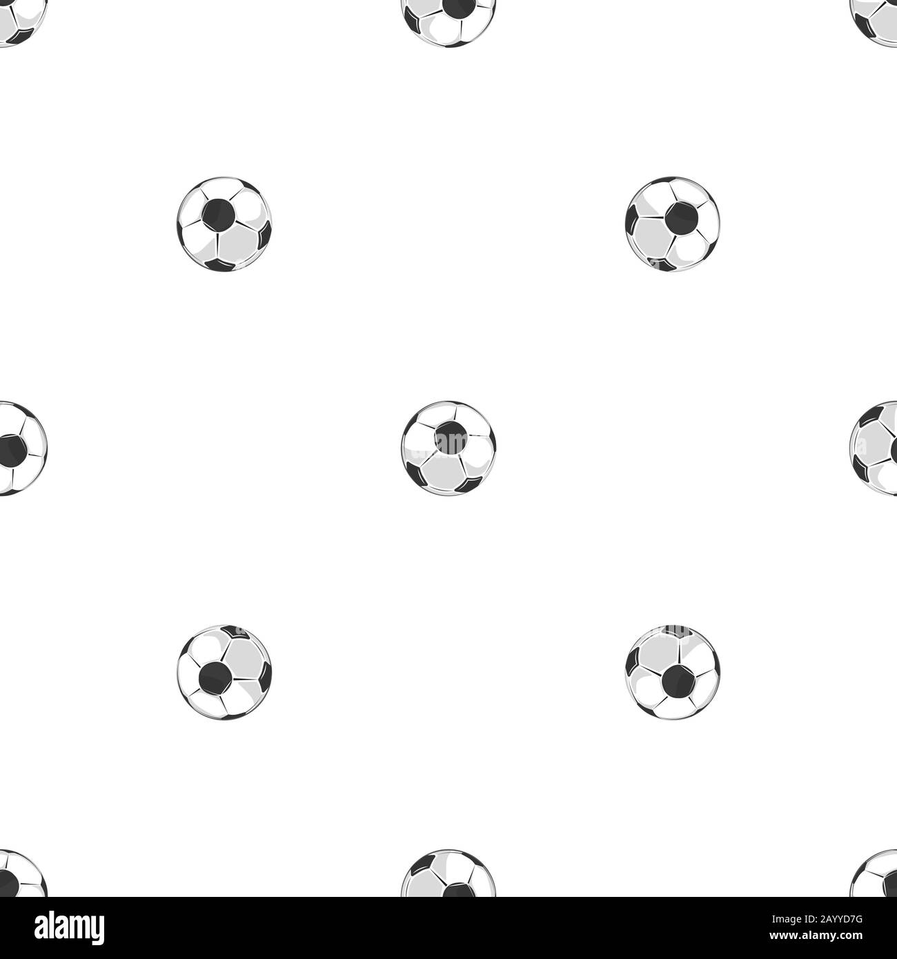 Soccer balls seamless pattern in black and white. Abstract background soccer game, vector illustration Stock Vector