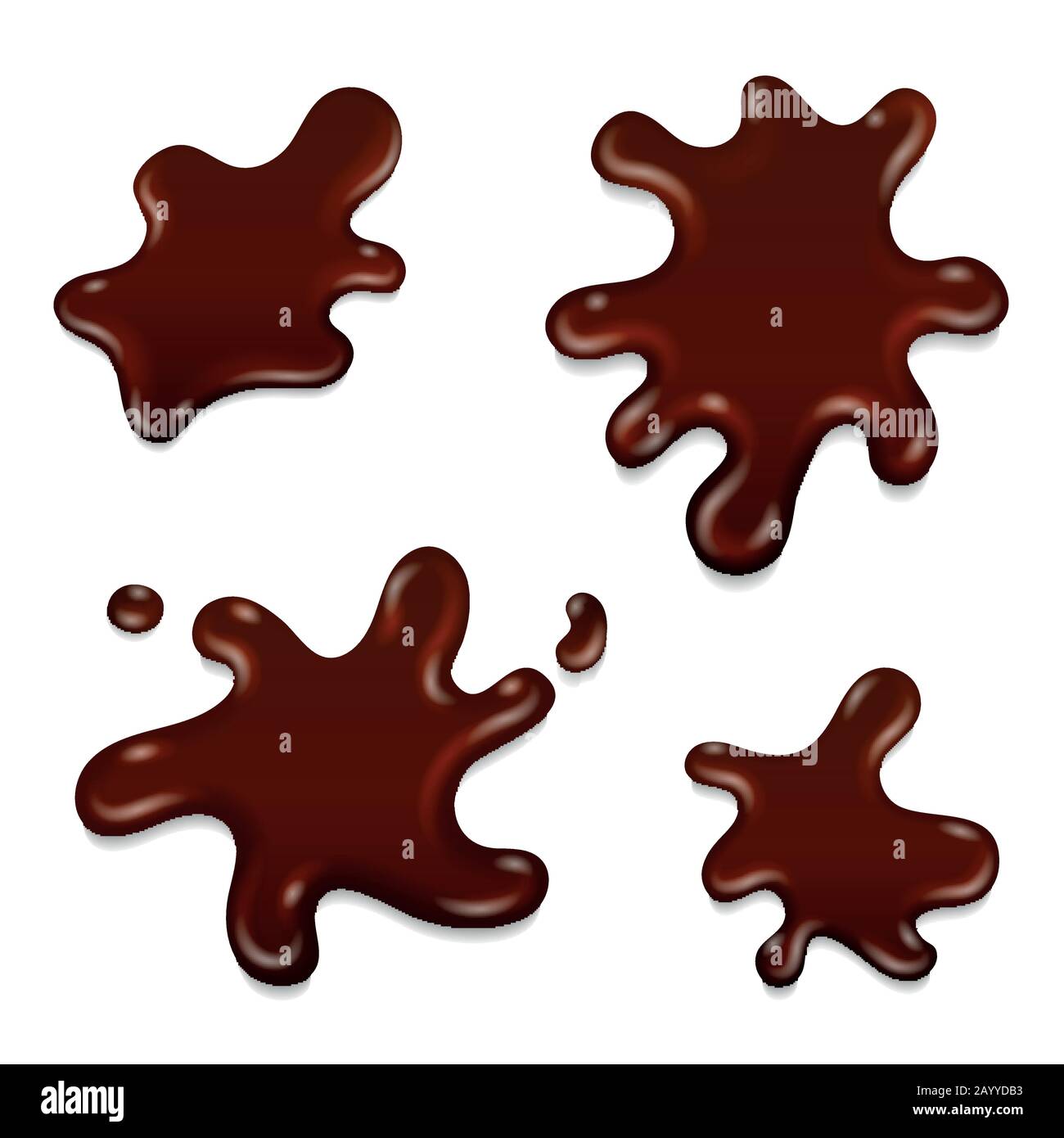 Vector chocolate realistic drops collection. Splash milk chocolate, illustration abstract form of chocolate Stock Vector