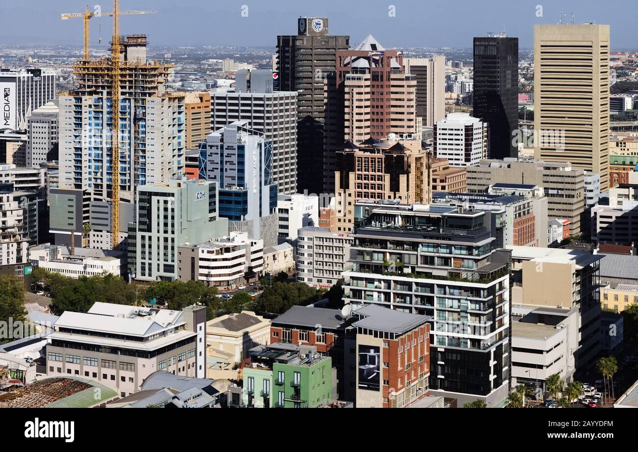 CAPE TOWN SKYLINE, JAN 2020, 16 on bree highrise construction building on  the left, thibault square at middle, and atterbury house on the right Stock  Photo - Alamy