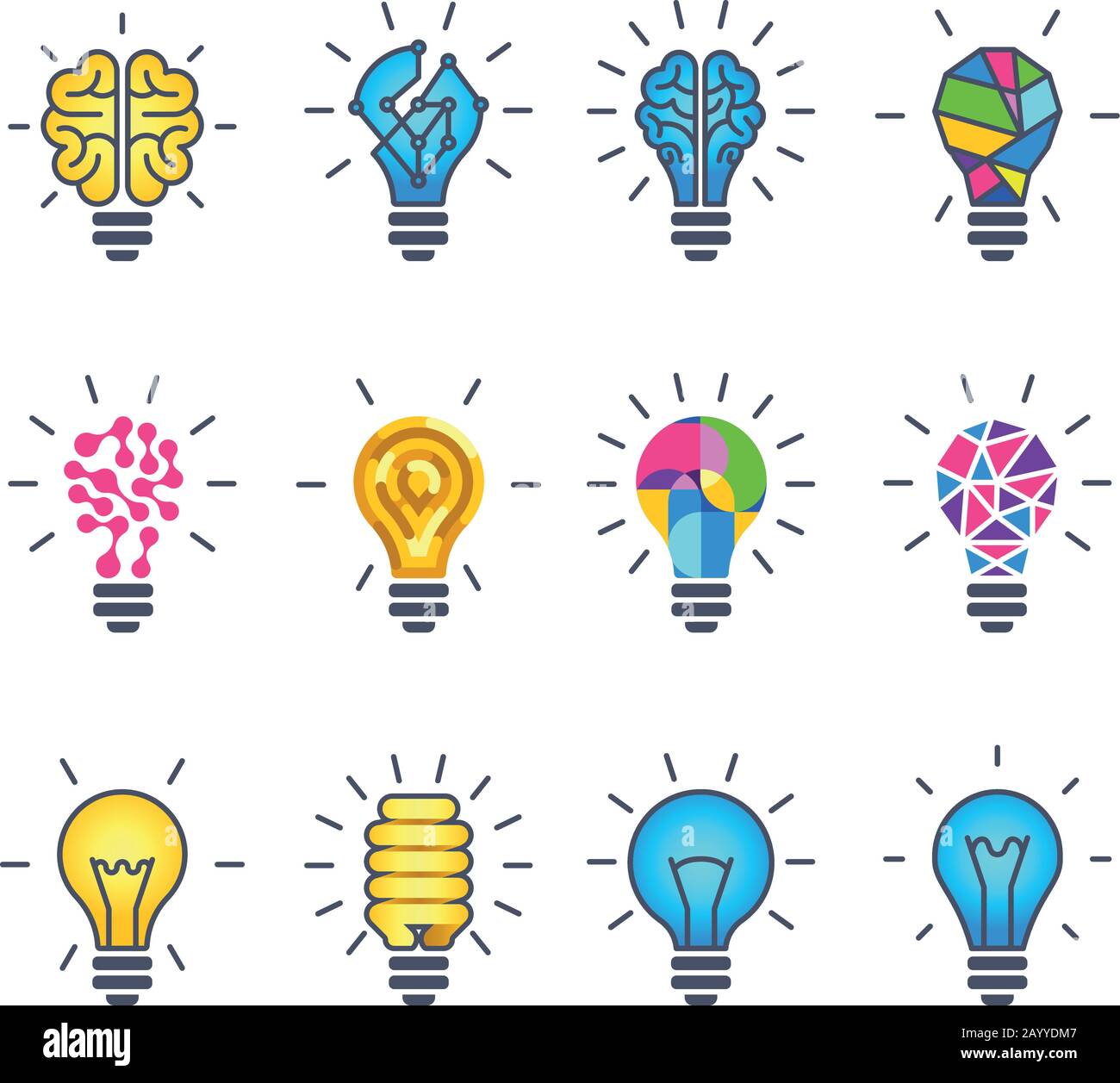 Light bulb idea, creative icons. Set of light bulb, illustration of power idea light bulb Stock Vector & Art - Alamy