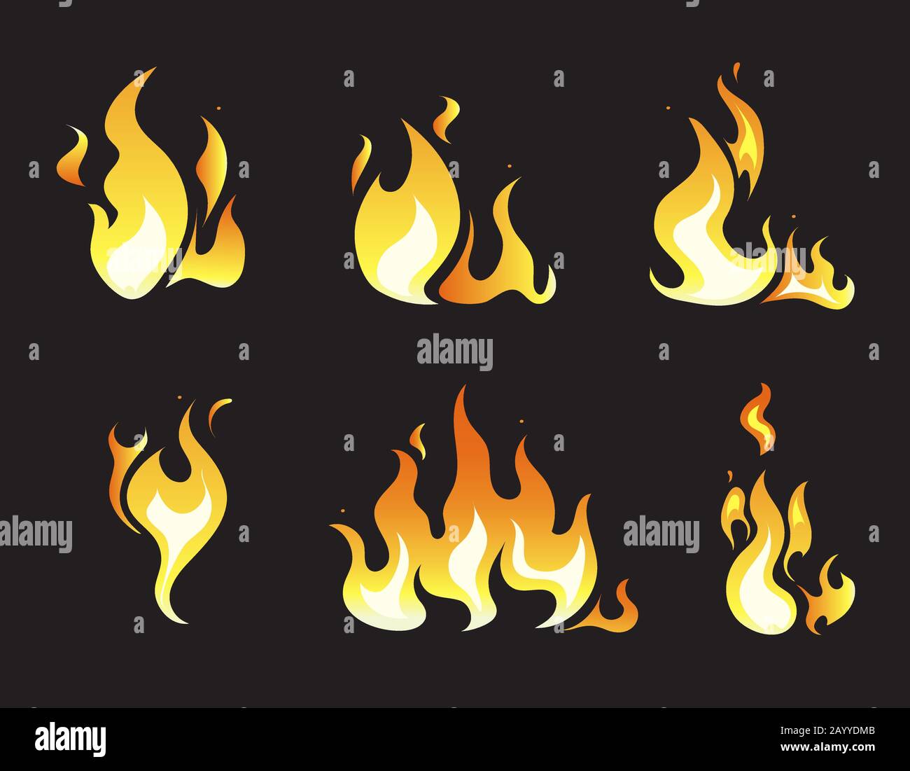 Explosion animation vector frames. Set of animation fire and illustration of various fire Stock Vector