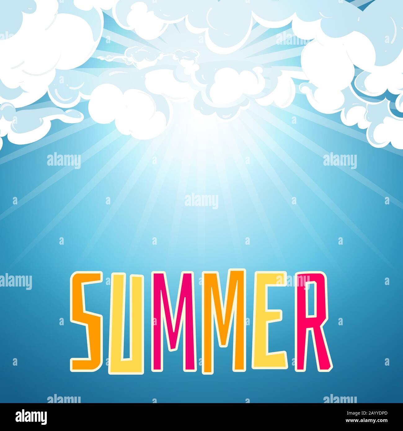 Sunny summer blue sky background. Day sunlight and clear weather, vector illustration Stock Vector