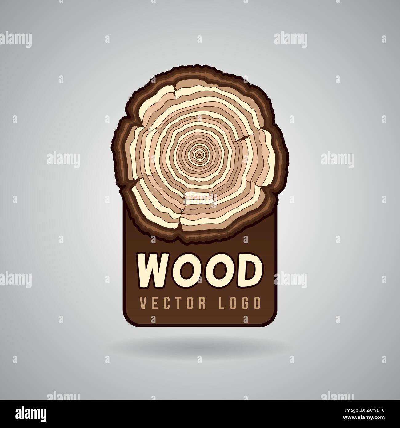Annual tree growth rings, trunk cross section in vector logo template ...