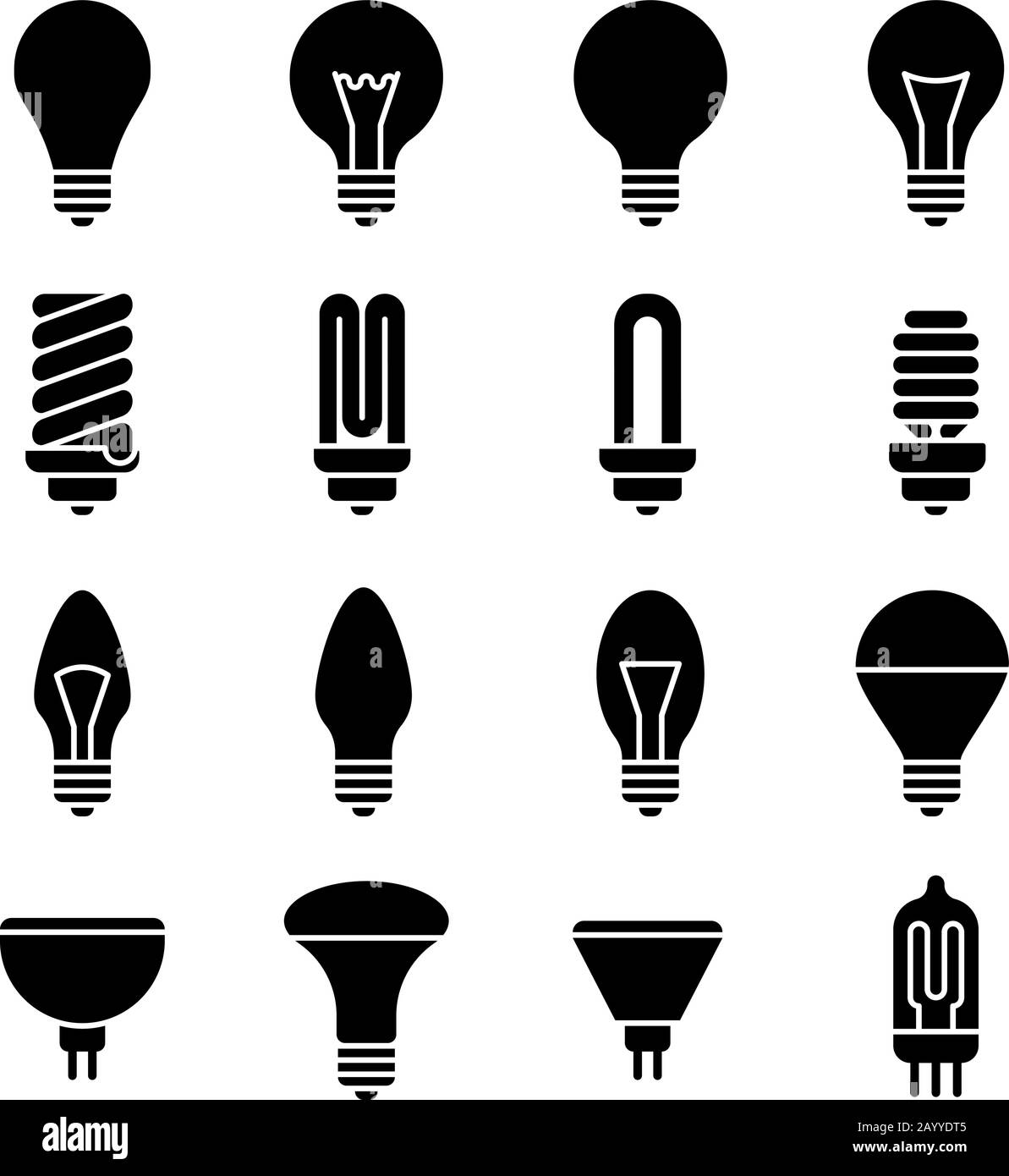 Electricity lamp signs. Light bulb and led lamp vector icons Stock ...